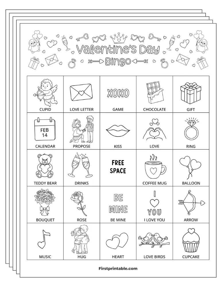 Valentine's Bingo Cards 02 - 5x5 (24 Cards)