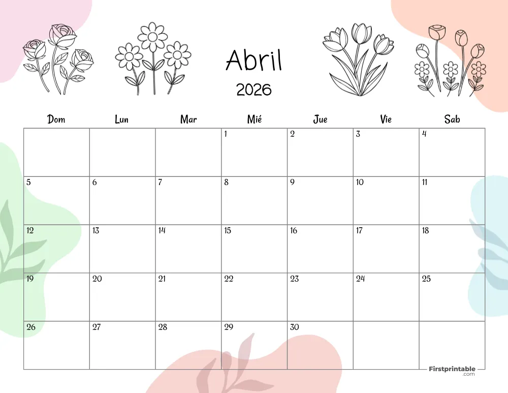 Calendario floral de abril de 2026
