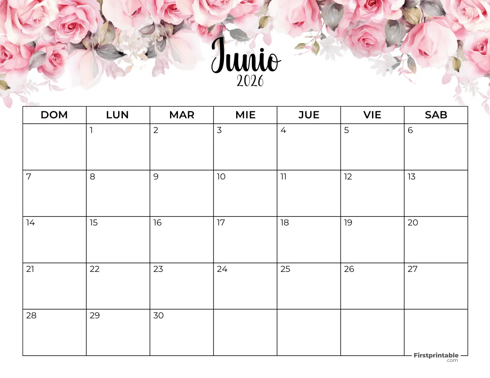 Calendario floral de junio de 2026 - 01