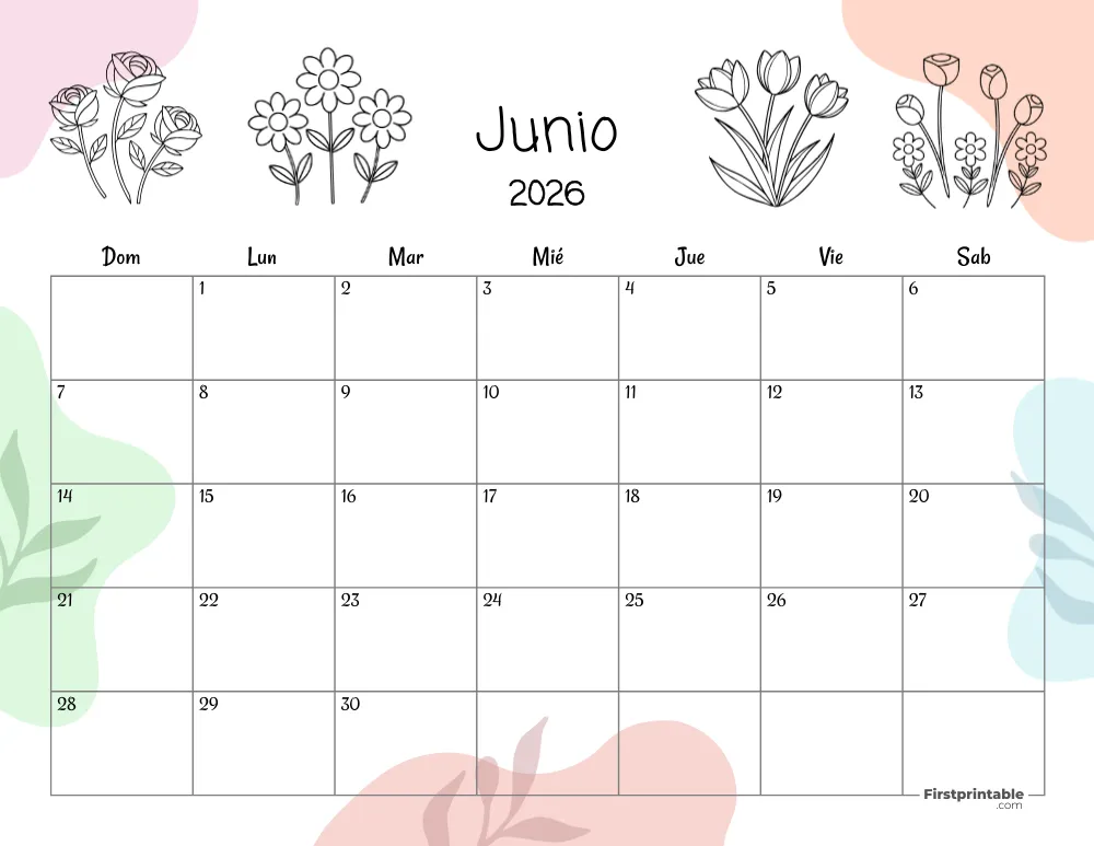 Calendario floral de junio de 2026