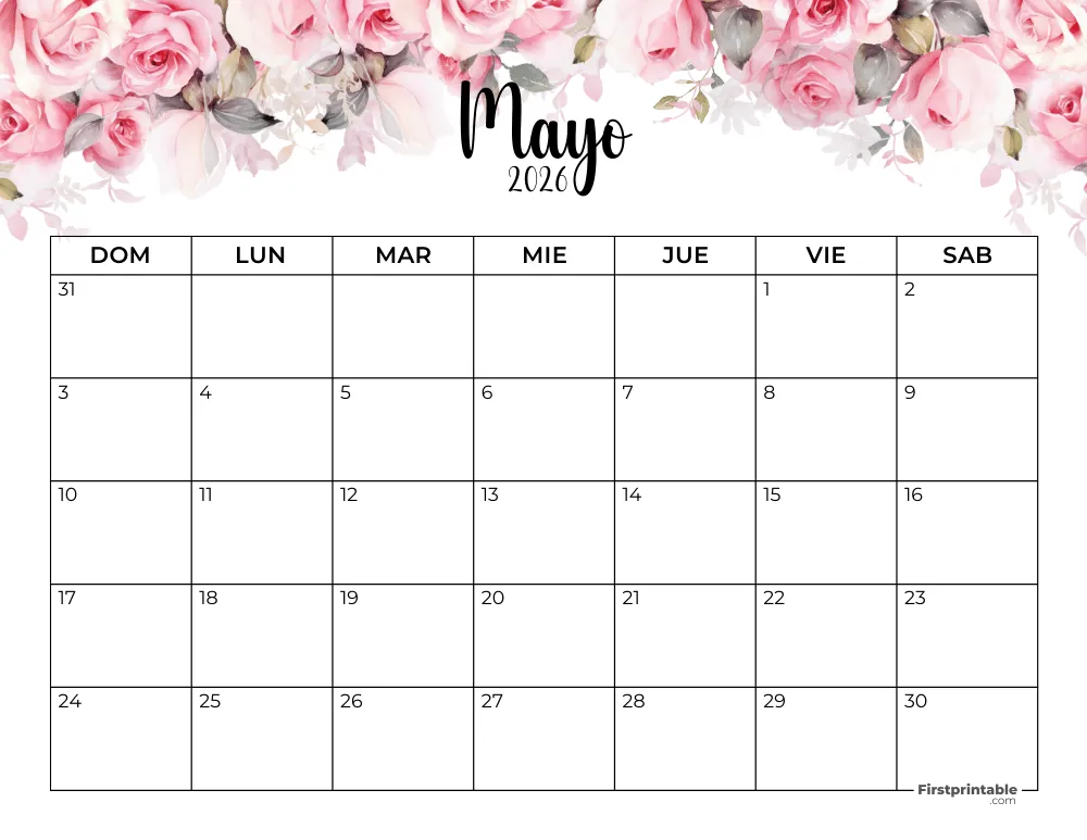 Calendario floral de mayo de 2026 - 01