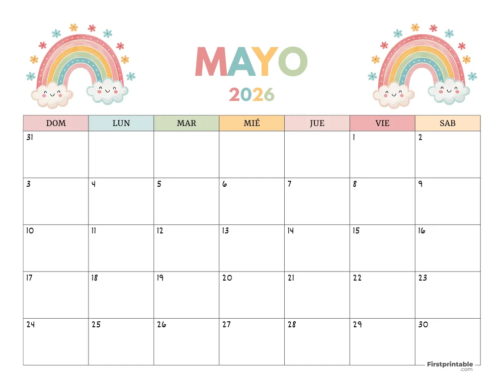 Calendario gratuito de mayo de 2026