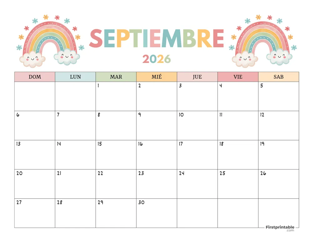 Calendario gratuito de septiembre de 2026