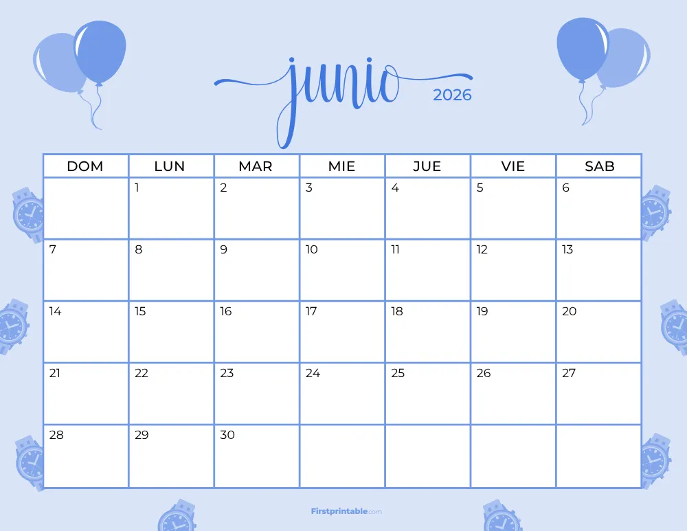 Calendario imprimible de junio de 2026, plantilla para el Día de la padre 20