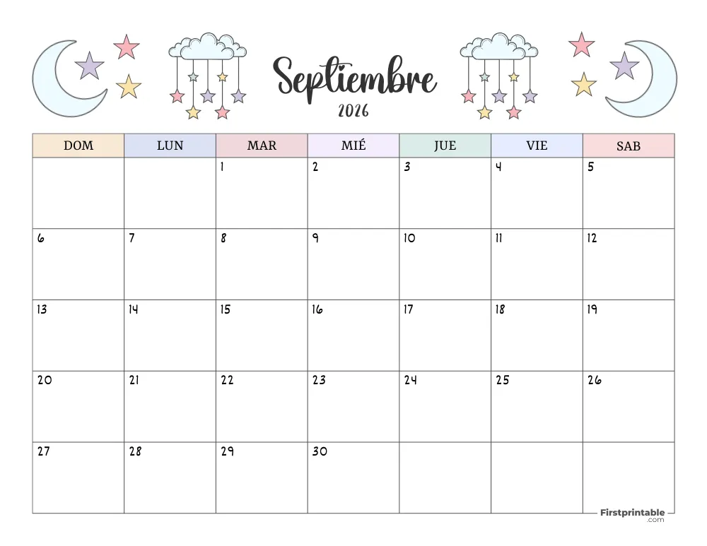 Calendario para imprimir septiembre 2026