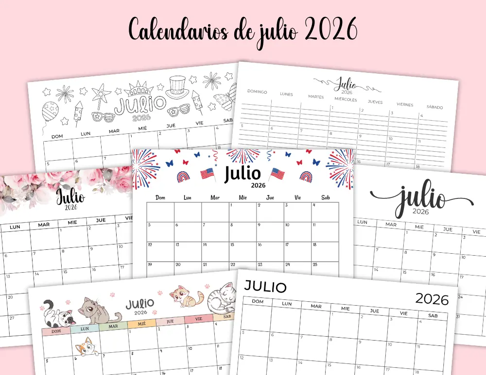 Plantillas del calendario de julio de 2026