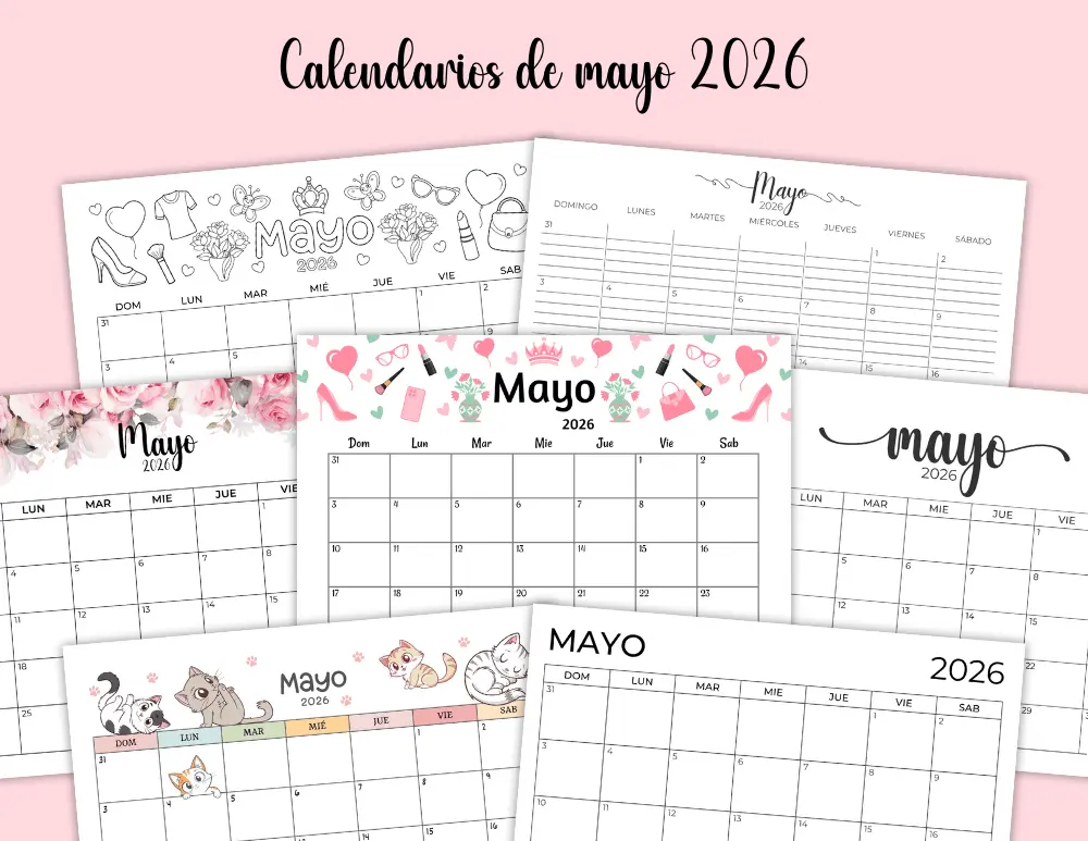 Calendarios imprimibles de mayo de 2026