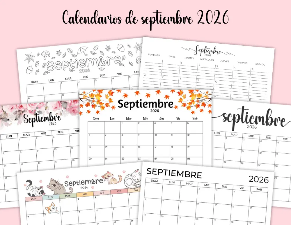 Plantillas de calendarios de septiembre de 2026