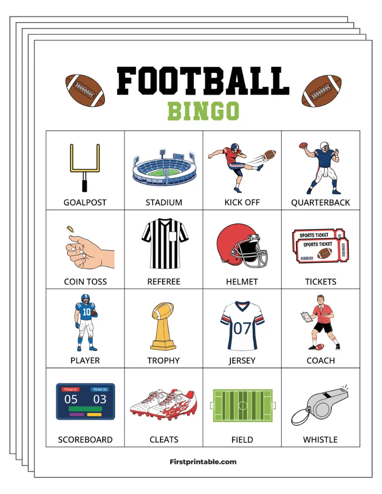 Football Bingo Cards 01 - 4x4 (24 Cards)
