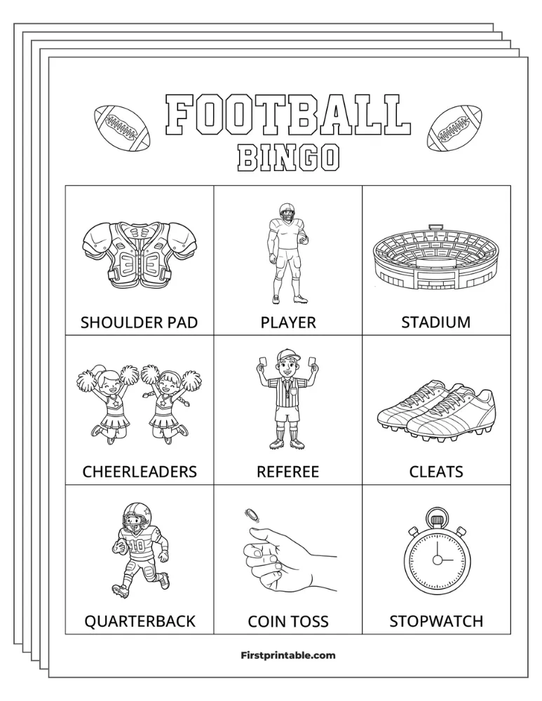 Football Bingo Cards 02 - Half Page - 3x3 (24 Cards)