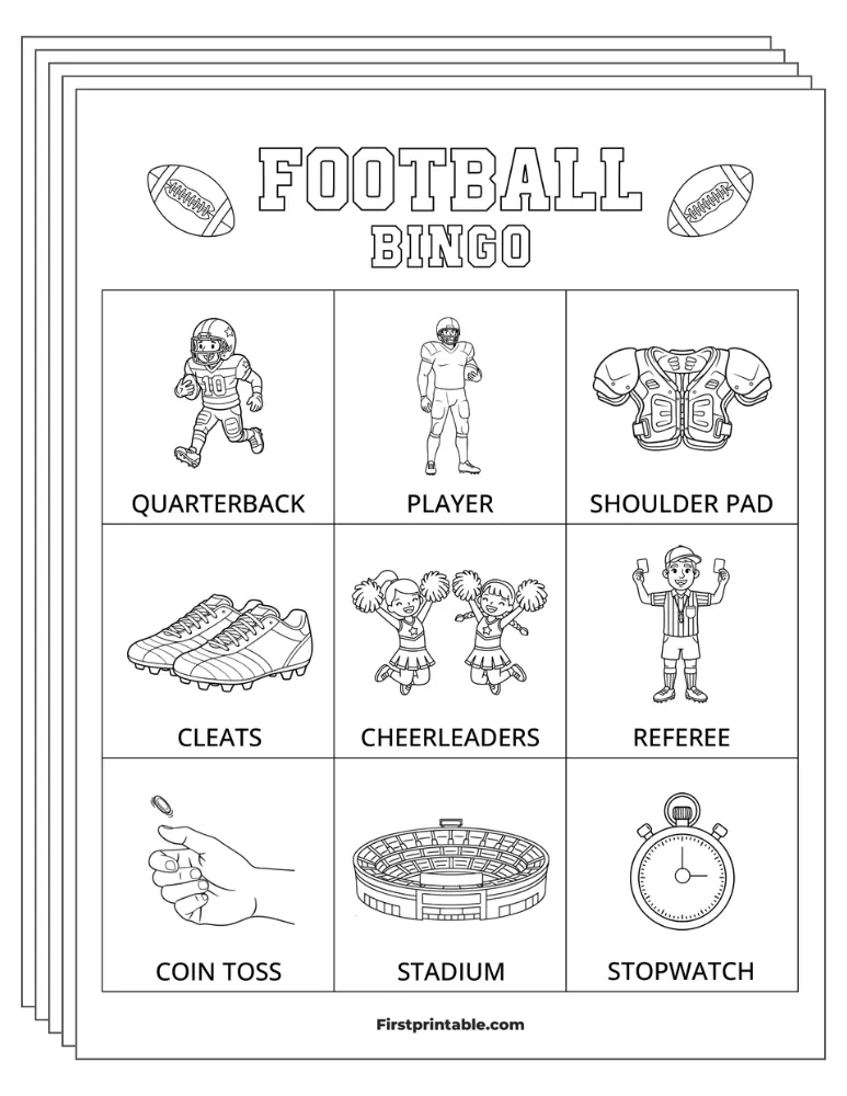 Football Bingo Cards 02 - 3x3 (24 Cards)
