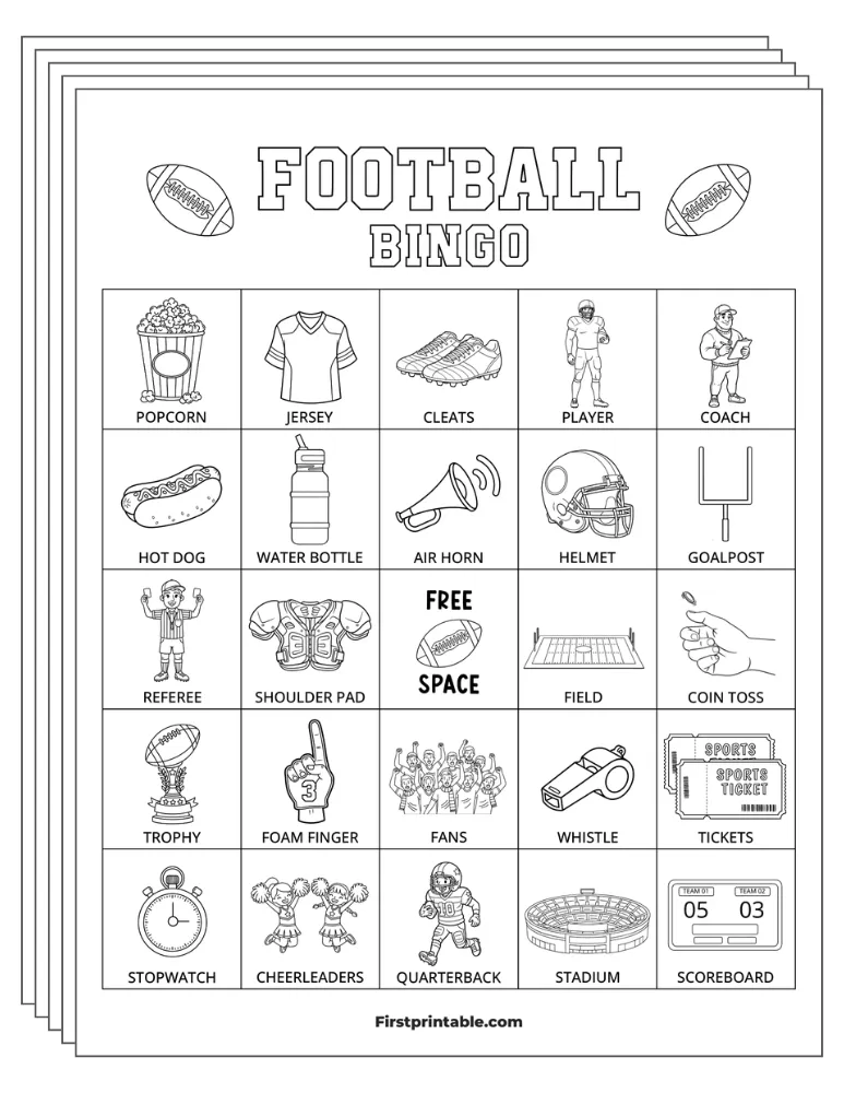 Football Bingo Cards 02 - 5x5 (24 Cards)