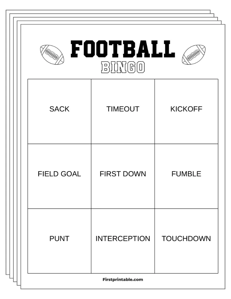 Football Bingo Cards 03 - 3x3 (24 Cards)