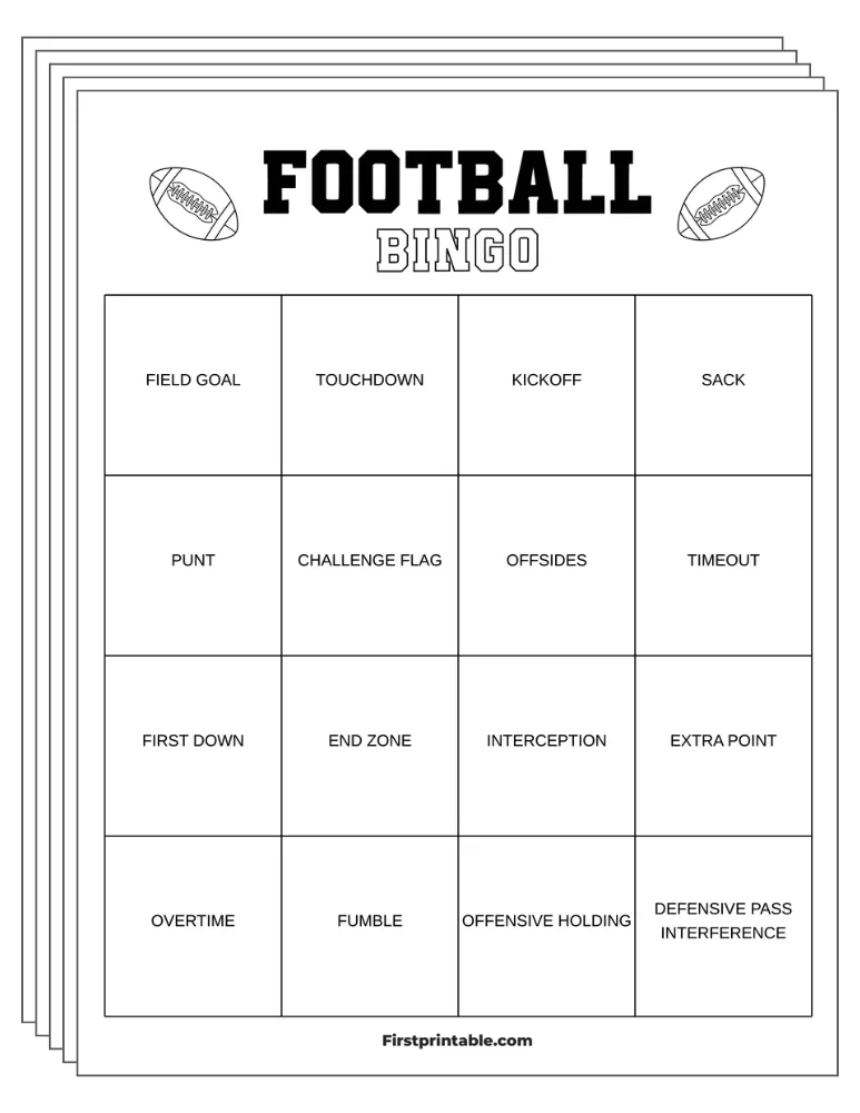Football Bingo Cards 03 - 4x4 (24 Cards)