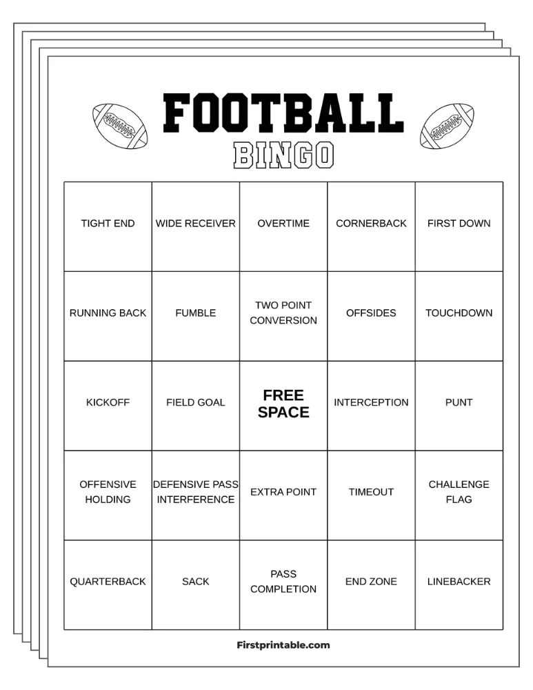 Football Bingo Cards 03 - 5x5 (24 Cards)