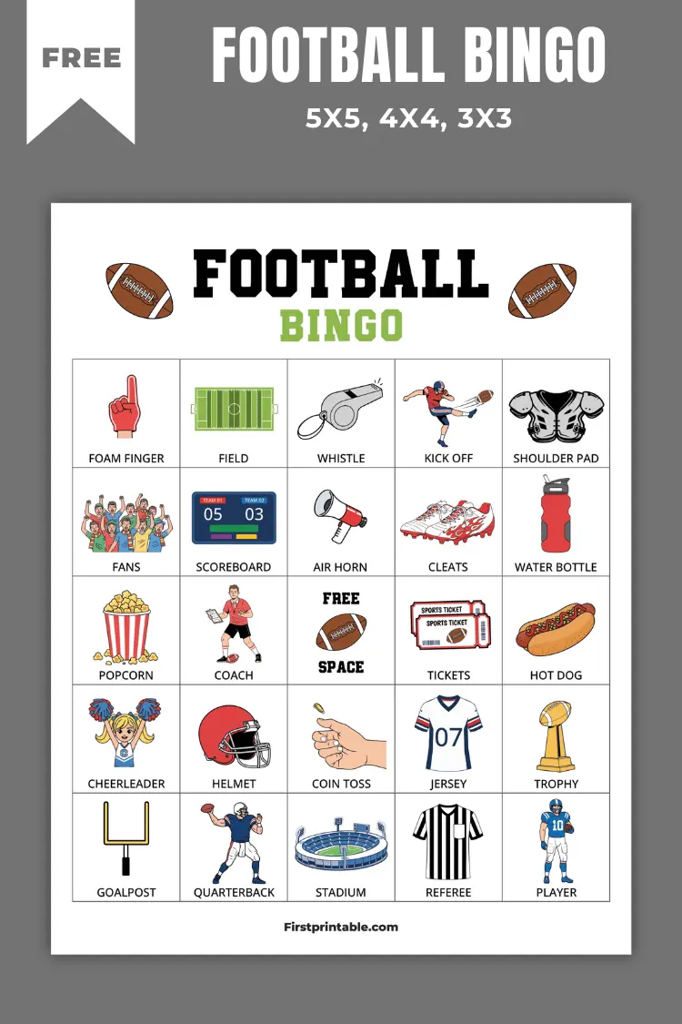 Football Bingo Cards | 15+ Free PDF Printables