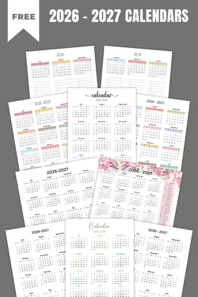 2026-2027 Calendar Printables | FREE PDF