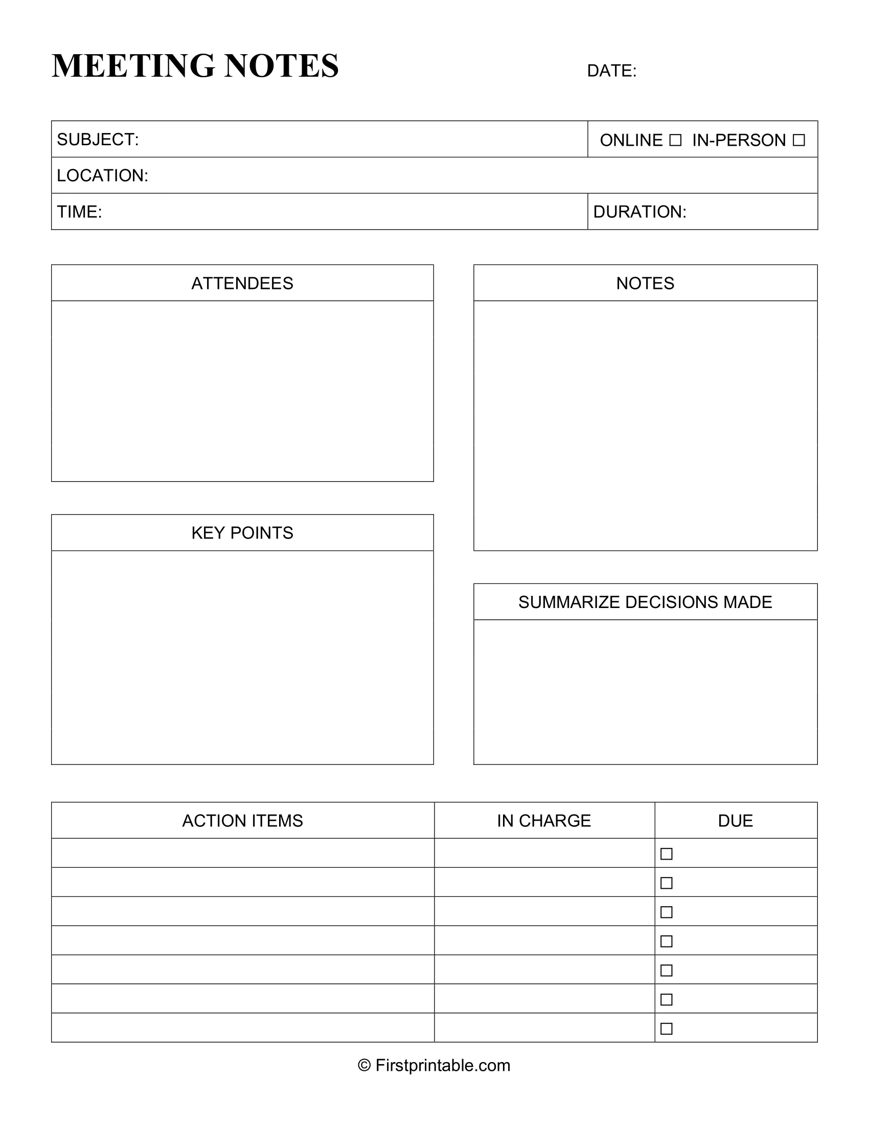 Meeting Notes Template 01