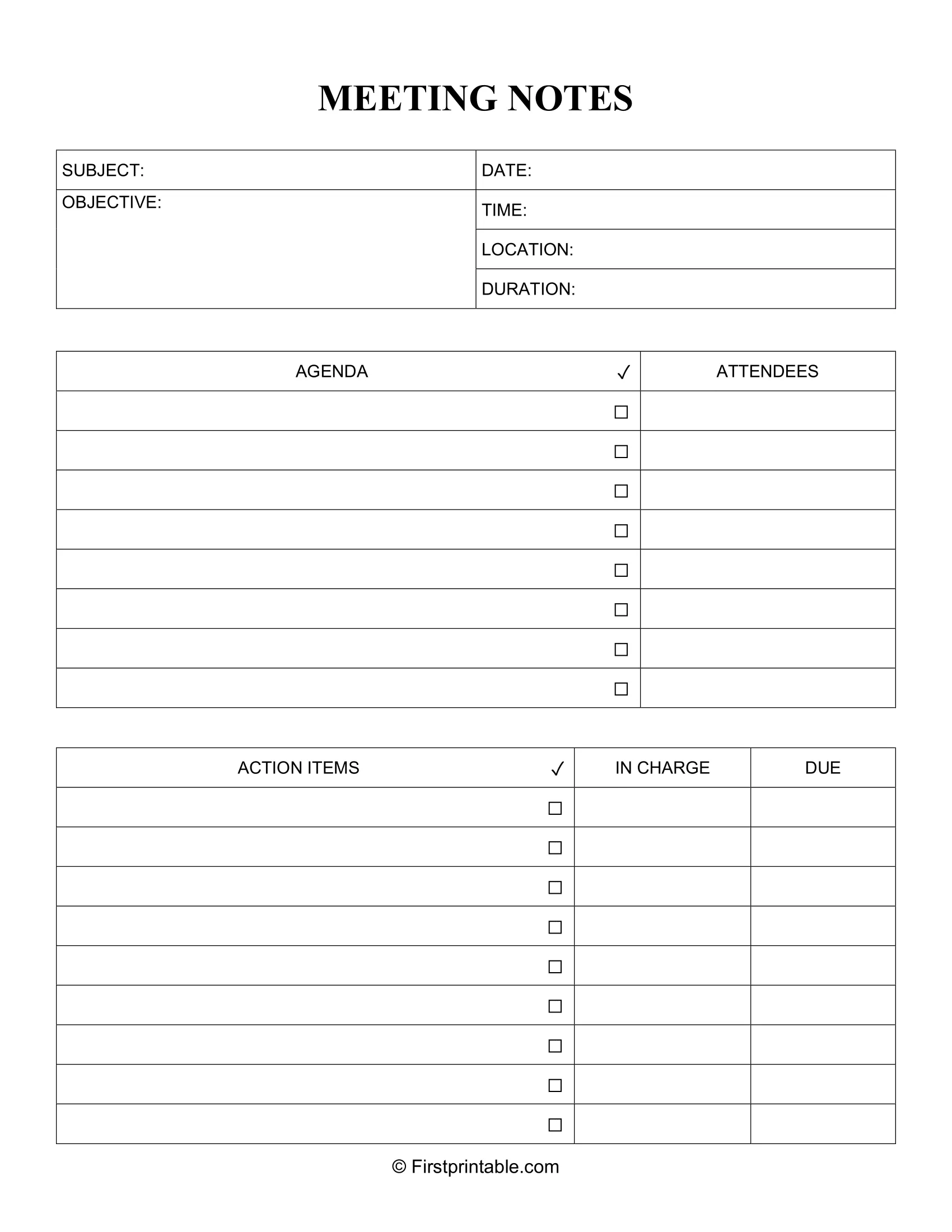 Meeting Notes Template 03