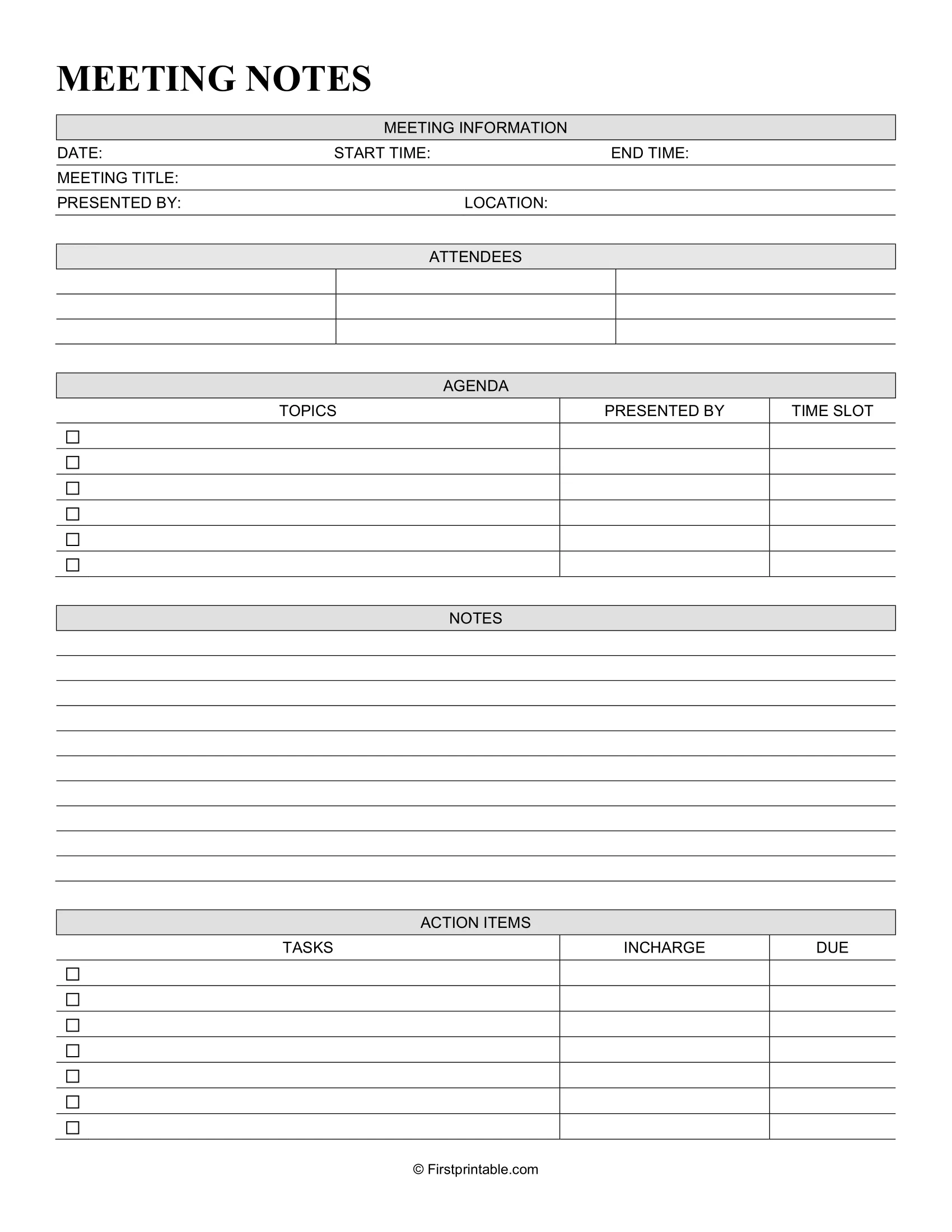 Meeting Notes Template 08