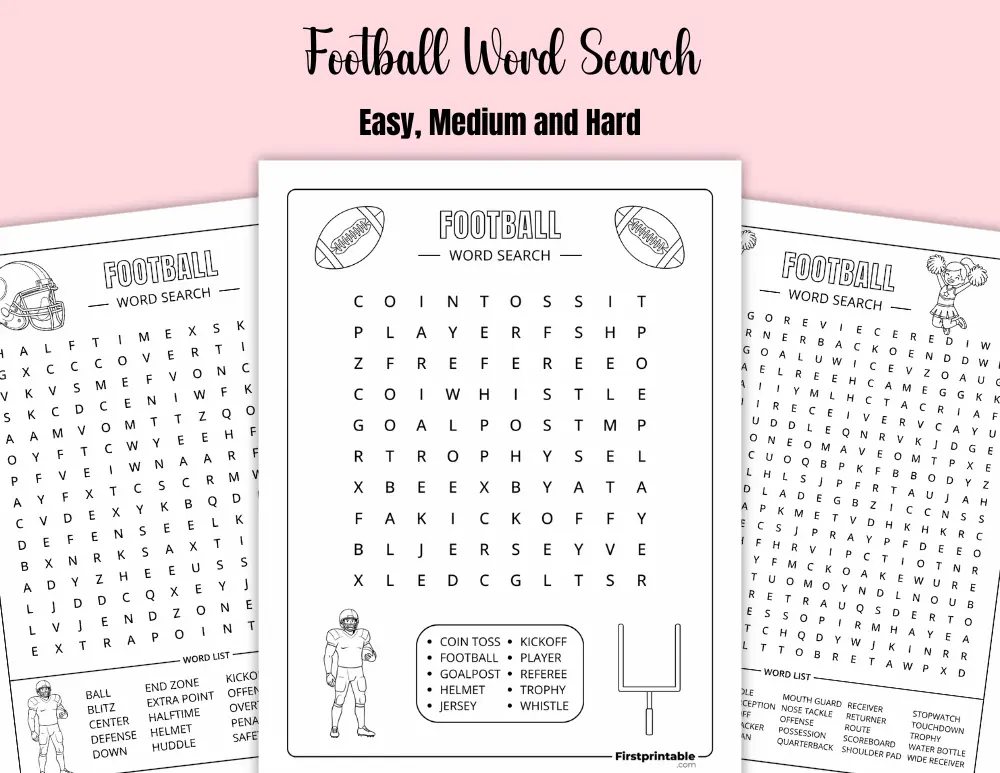 Printable Football Word Search