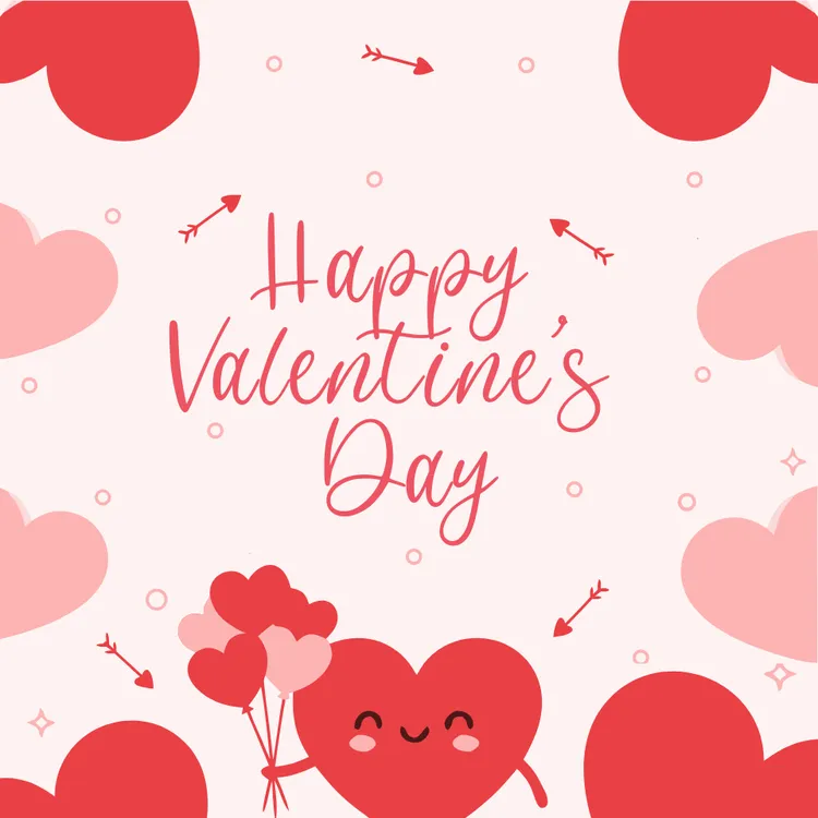 Cute Cartoon Heart Valentine Card