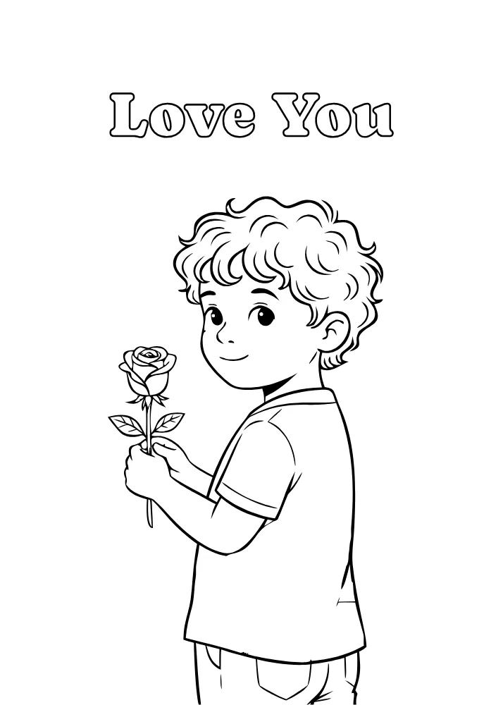 Boy with Rose to Color