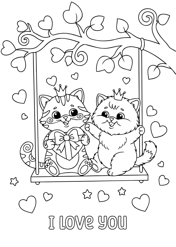 Lovely Cat on Swing to Color