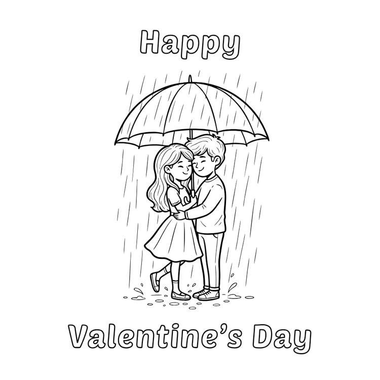 Romantic Couple Anniversary Card to Color