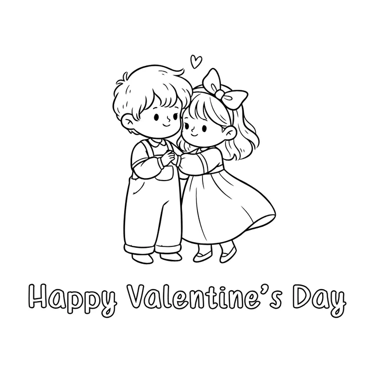 Color the Cute Couple Valentine's Day Card  