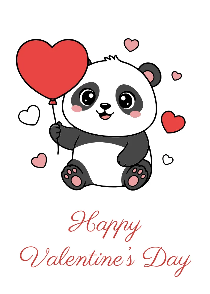 Cute Panda with Heart Balloon Card