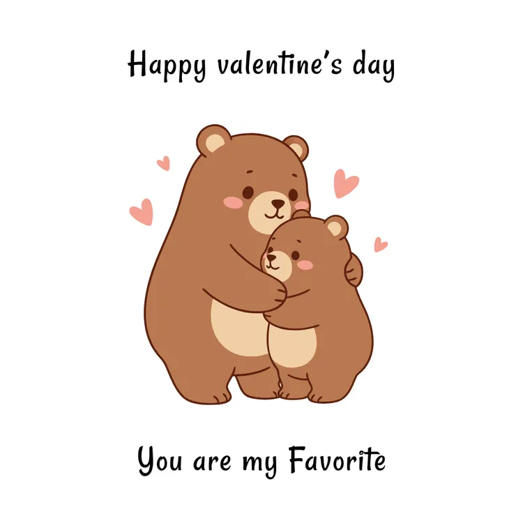 "Cute Bears Hugging with Hearts" Card