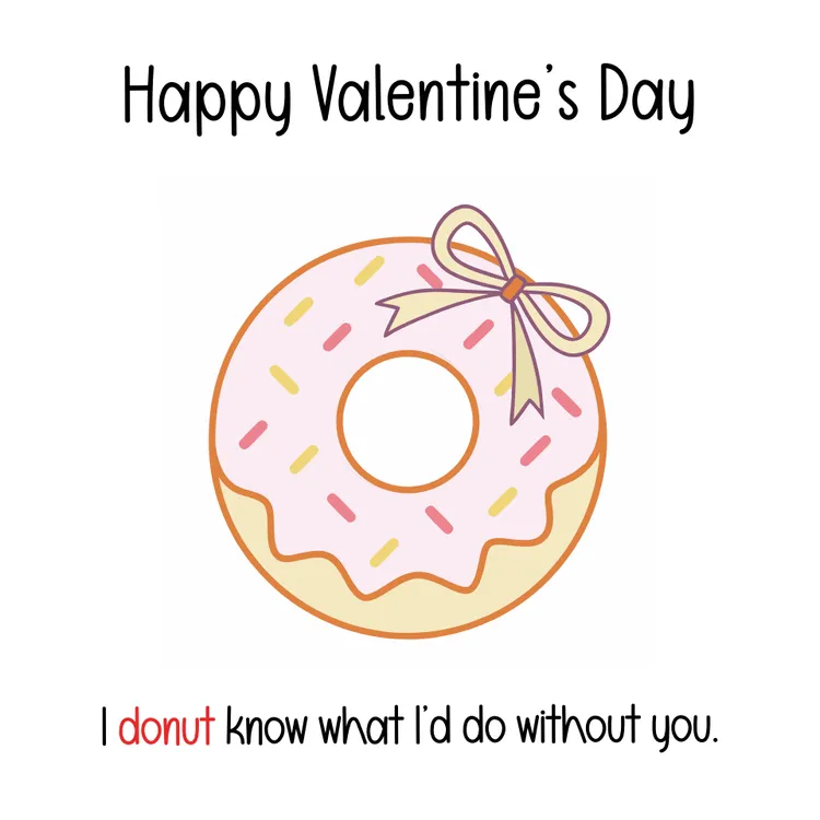 Donut with Bow Valentine Day Card
