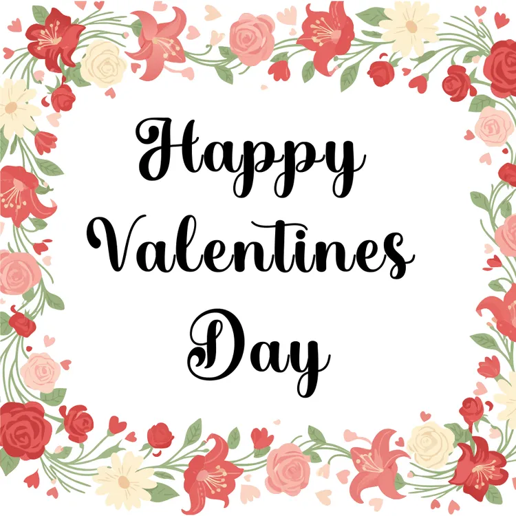 Floral Border Valentine's Day Card