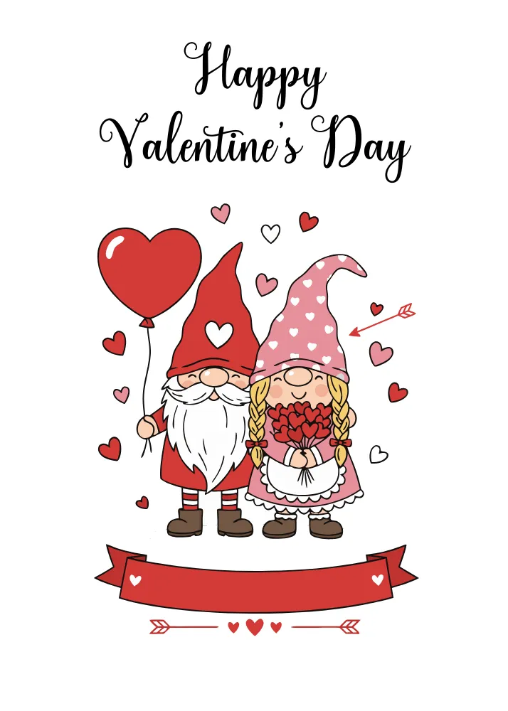 Cute Valentine Day Gnome Couple Card
