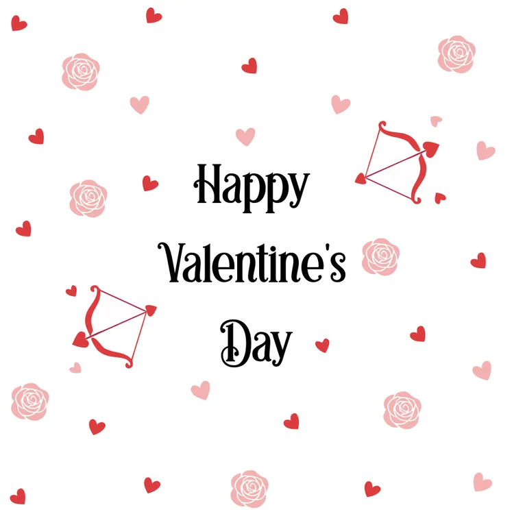 Cute Heart and Roses Valentine Card