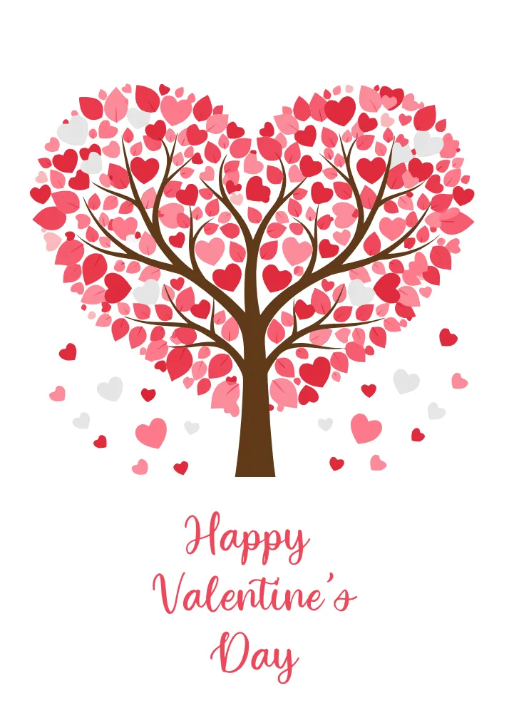 Heart Tree Valentine Day Card