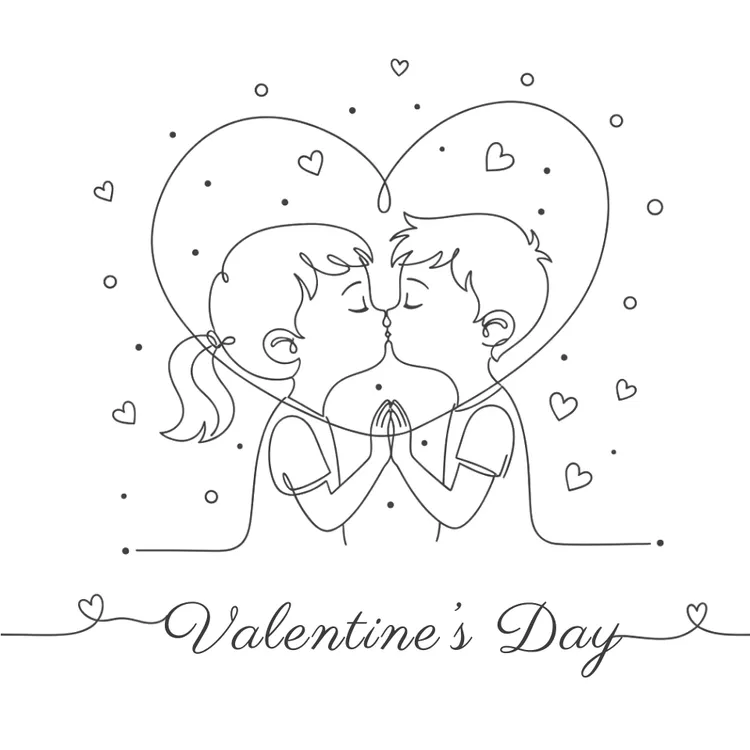 Boy and Girl Kisses Valentine Card