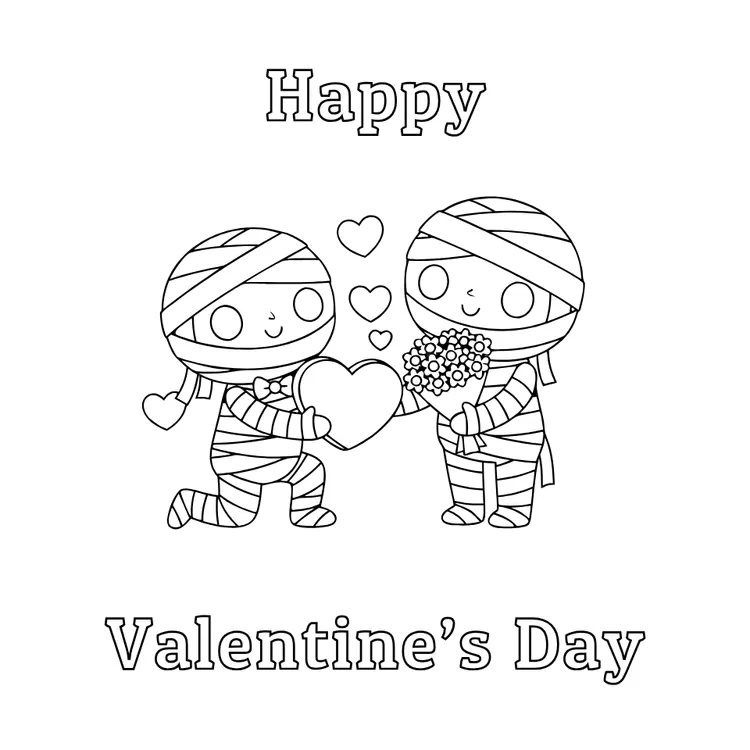 Funny Mummy Proposing Card to Color