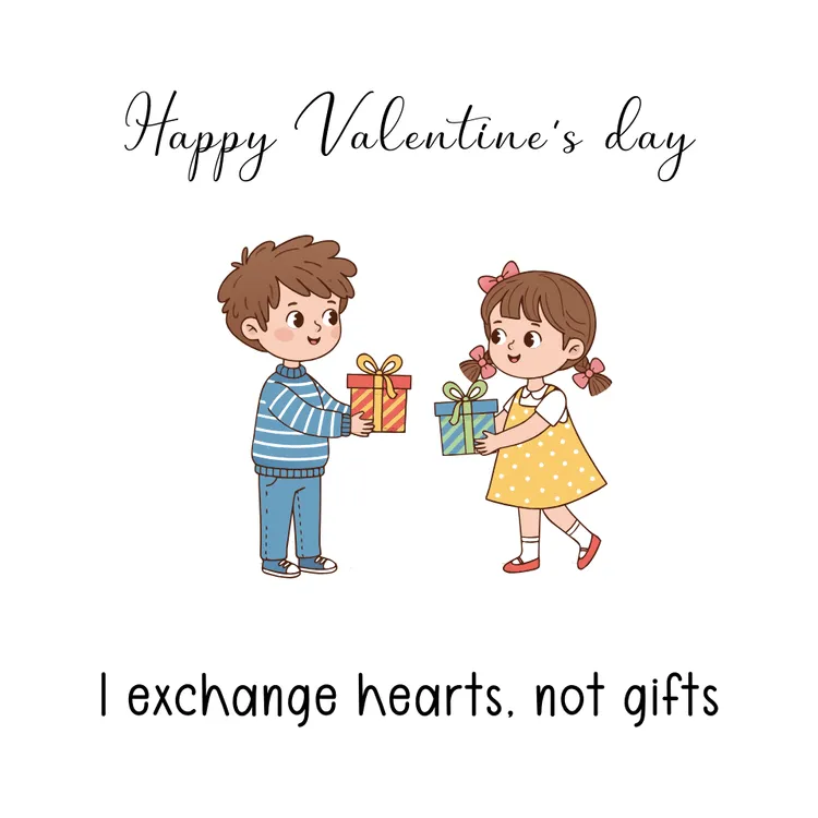 Exchanging Hearts not Gifts Valentine Day Card 