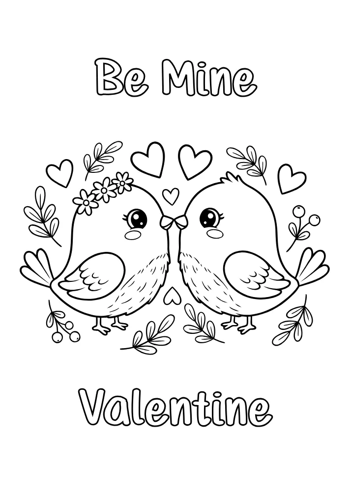 Be Mine Valentine Card to Color