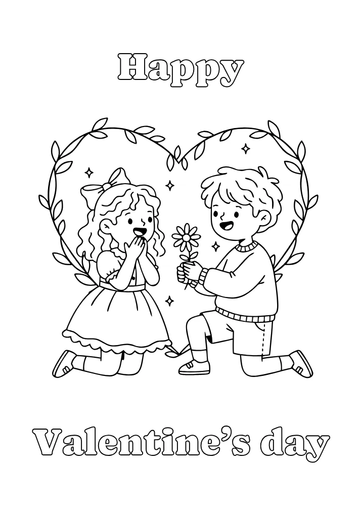 Proposal Valentine's Day Card to Color