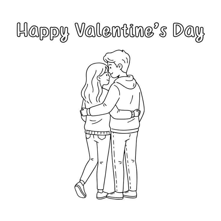 Color the Cute Couple Valentine's Day Card  