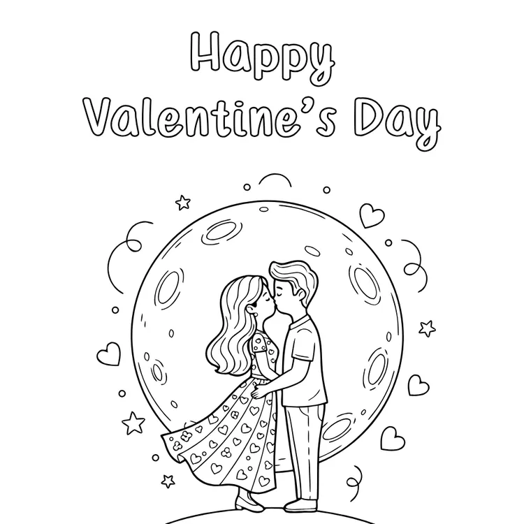 Happy Valentine's Day Card to Color