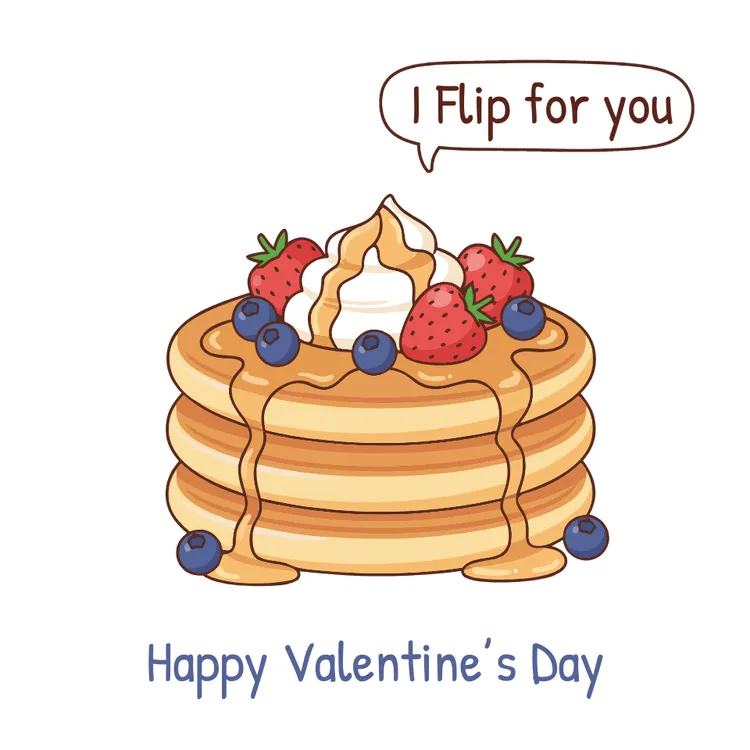 Yummy Pancake - Happy Valentine's Day Card