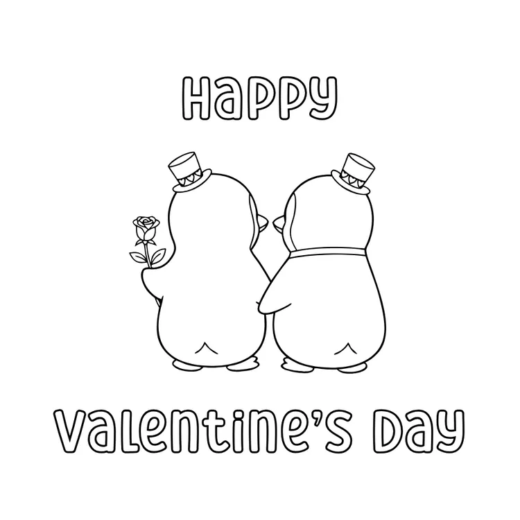 Penguin Couple to Color