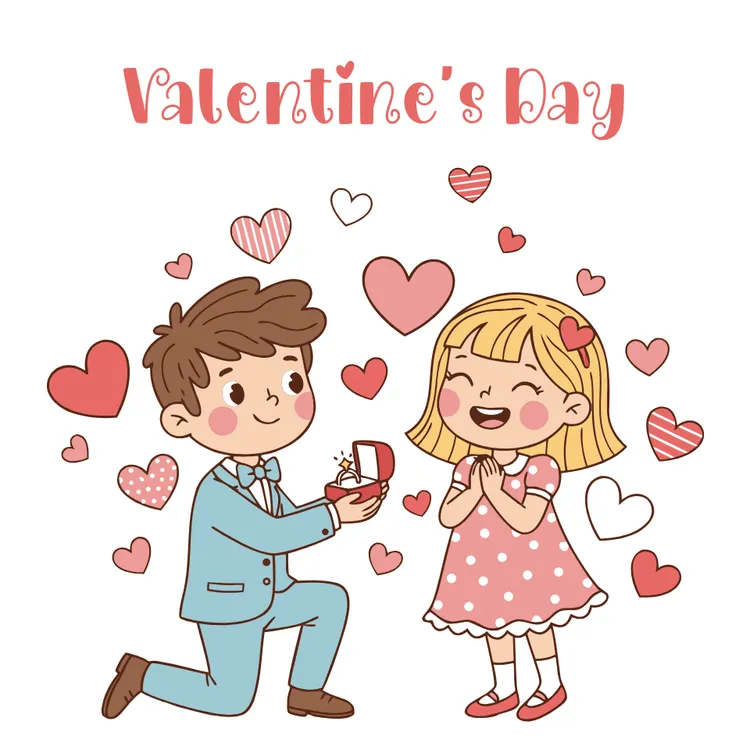 Cheerful Boy Proposing Valentine Card