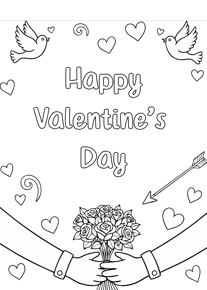 Retro Valentine's Day Card to Color