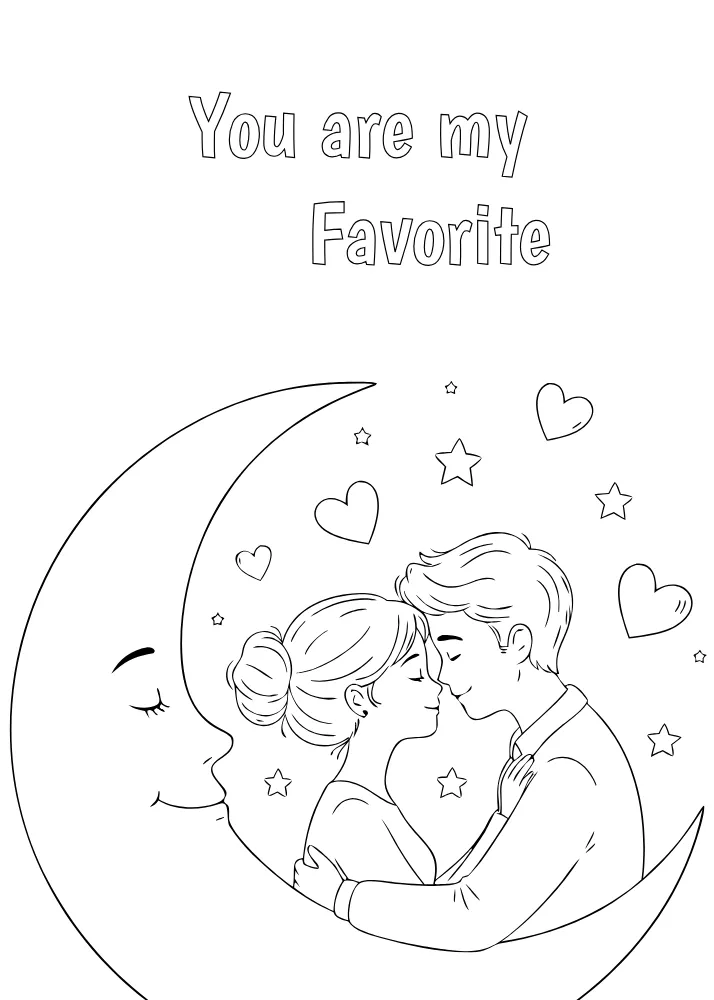 Couple on Crescent to Color Card