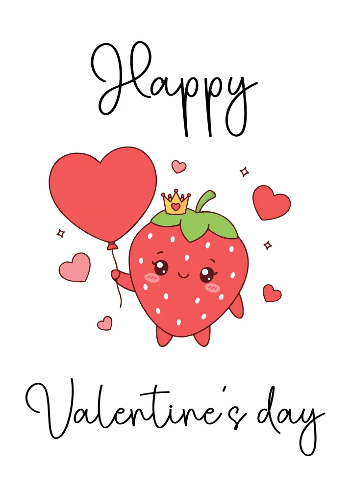 Cute Strawberry Valentine’s Day Card